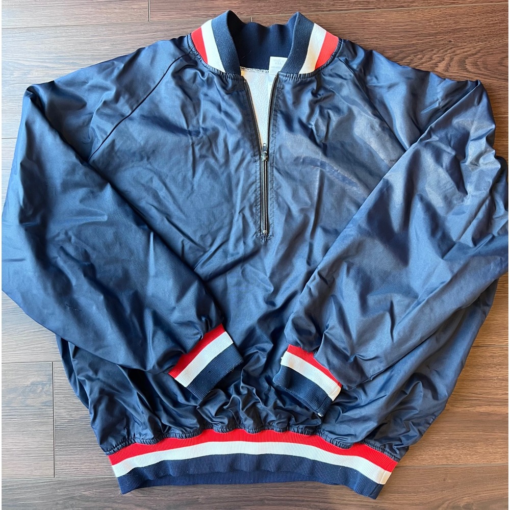 Vintage Cliff Keen Athletic Quarter Zip Windbreaker Navy Blue XL Made in USA